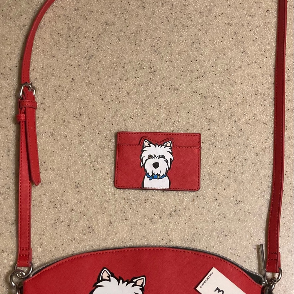 Red Crossbody Marc Tetro Bag with Dog Design